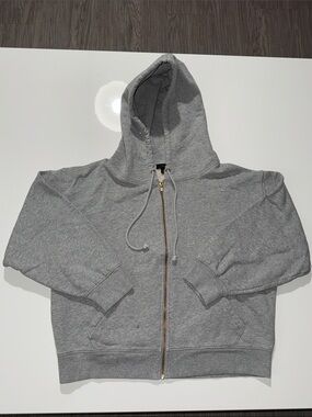 J.CREW CREWCUTS GIRLS HEATHER GREY FRENCH TERRY FULL-ZIP HOODIE Sz XS